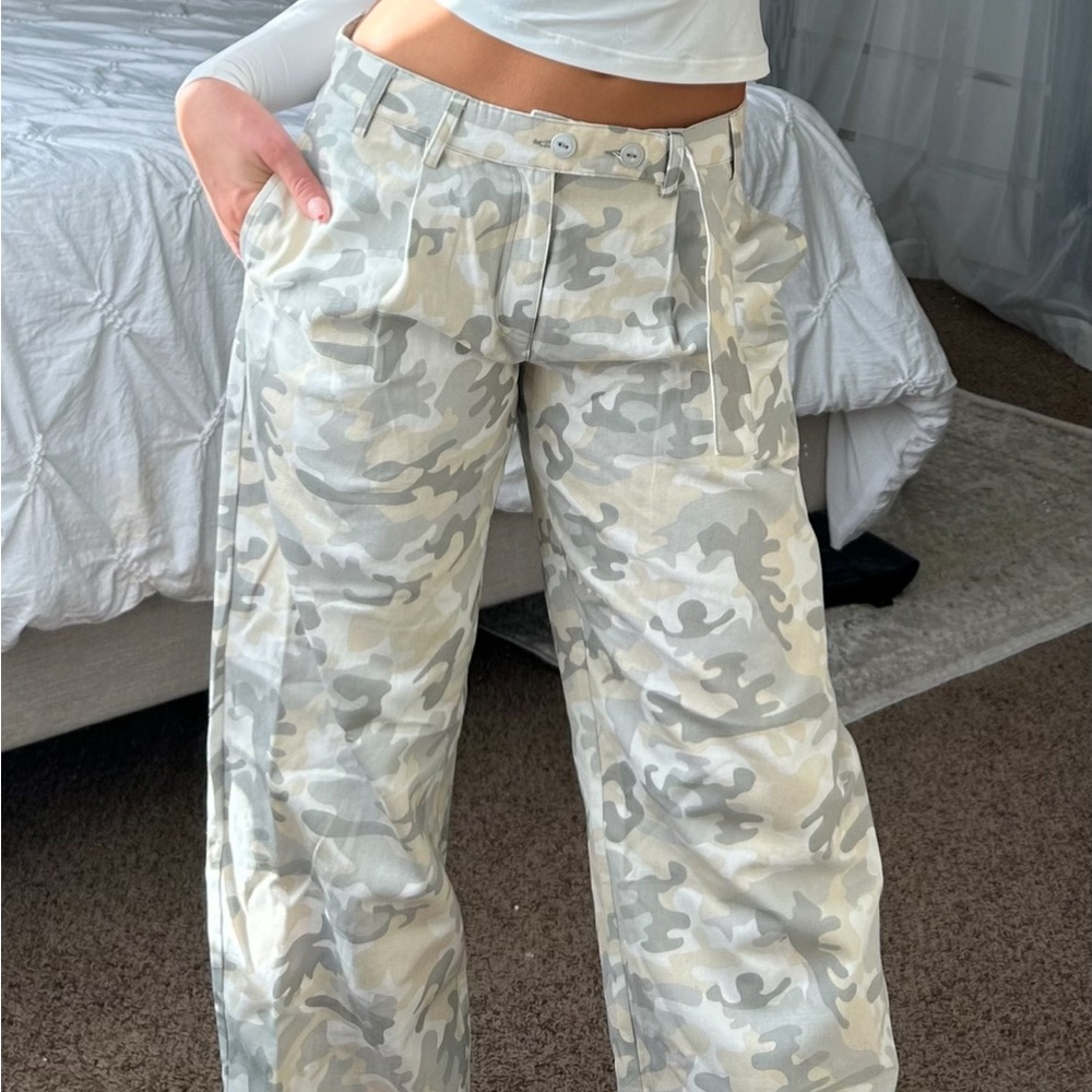 Princess Polly White Camo Cargo Pants